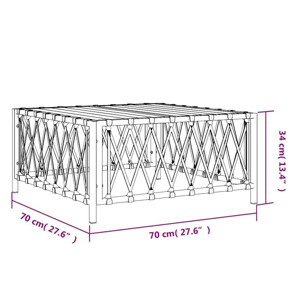 Tavolo da giardino bianco, 70 x 70 x 34 cm, in tessuto con telaio in acciaio verniciato a polvere, piano stabile per bevande e cibo, design modulare per una combinazione flessibile