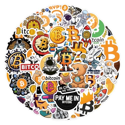 60pcs Bitcoin Crypto Stickers -Funny Digital Currency Stickers for Water Bottles,Laptop,Computer,Phone,Guitar,Luggage
