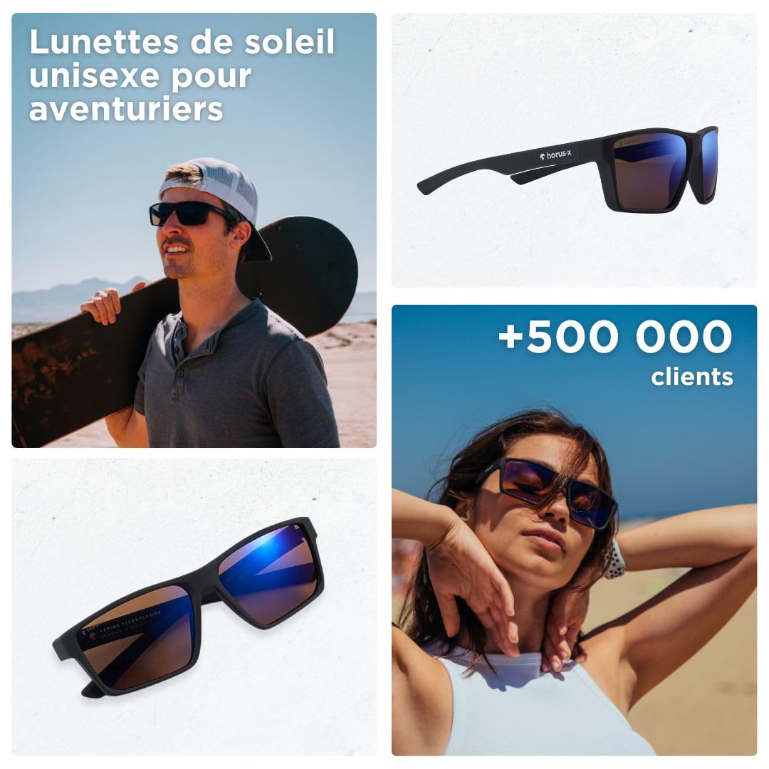 Horus X • Lunette de Soleil Anti Lumiere Bleue Homme Femme | Lunettes Anti Lumiere Bleue Ecran Anti Fatigue & Migraine Oculaire