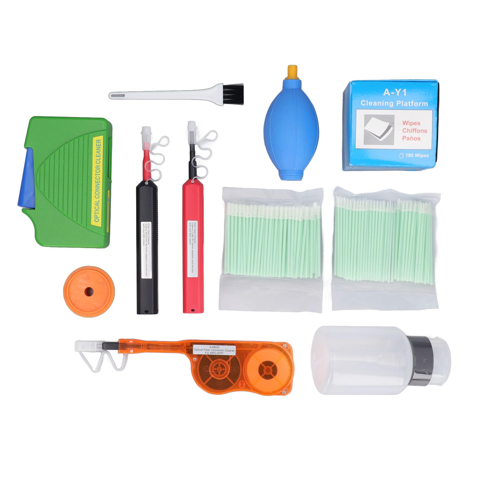 Kit de Nettoyage de Fibre Optique, Matériau ABS, Plus de 550 Temps de Nettoyage pour Connecteurs SC FC ST LC MU, Parfait pour les Techniciens de Réseau et la Maintenance de Fibre Optique