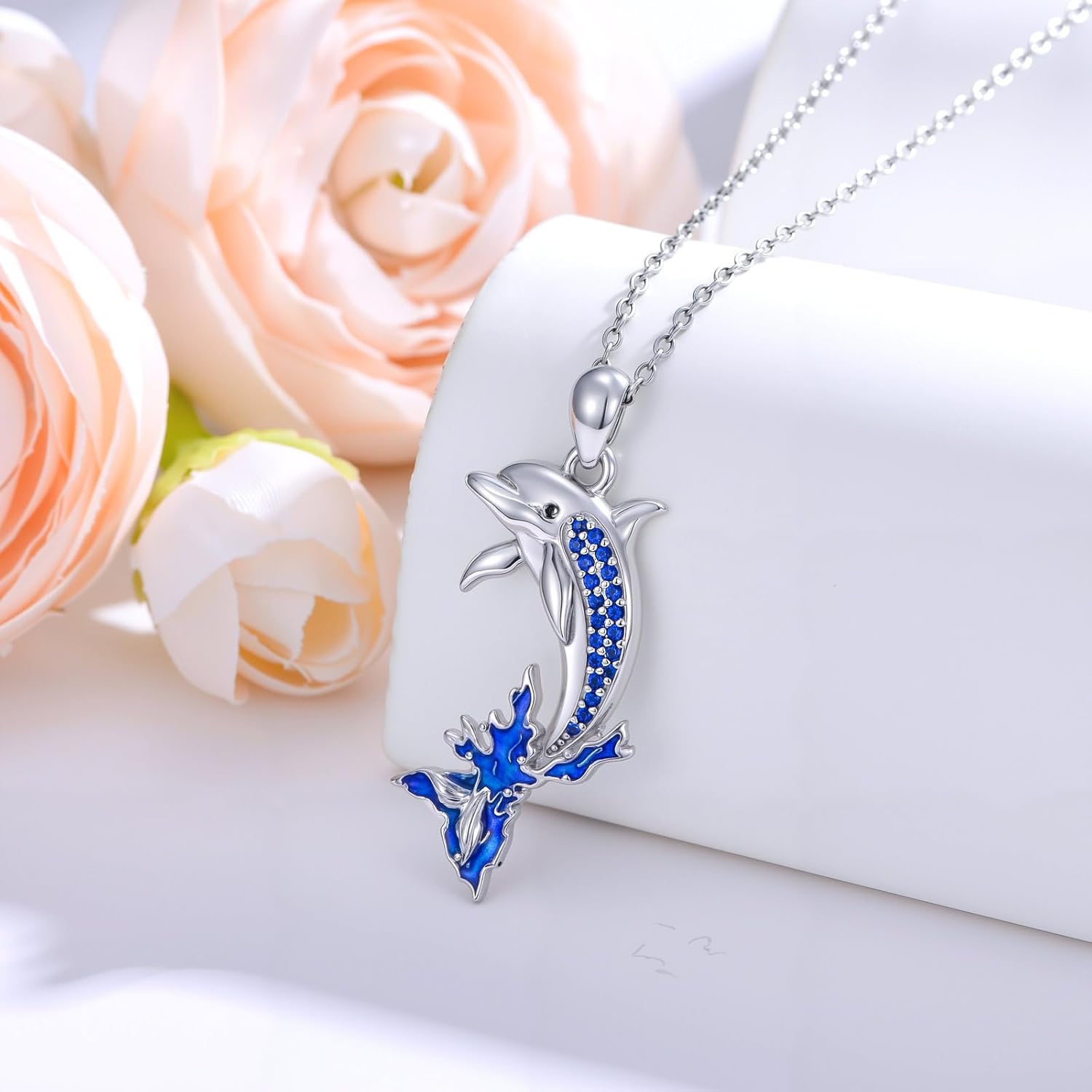 LONAGO Dolphin Necklace 925 Steriling Silver Ocean Sea Life Dolphin Pendant Jewelry Gift for Women - Image 2