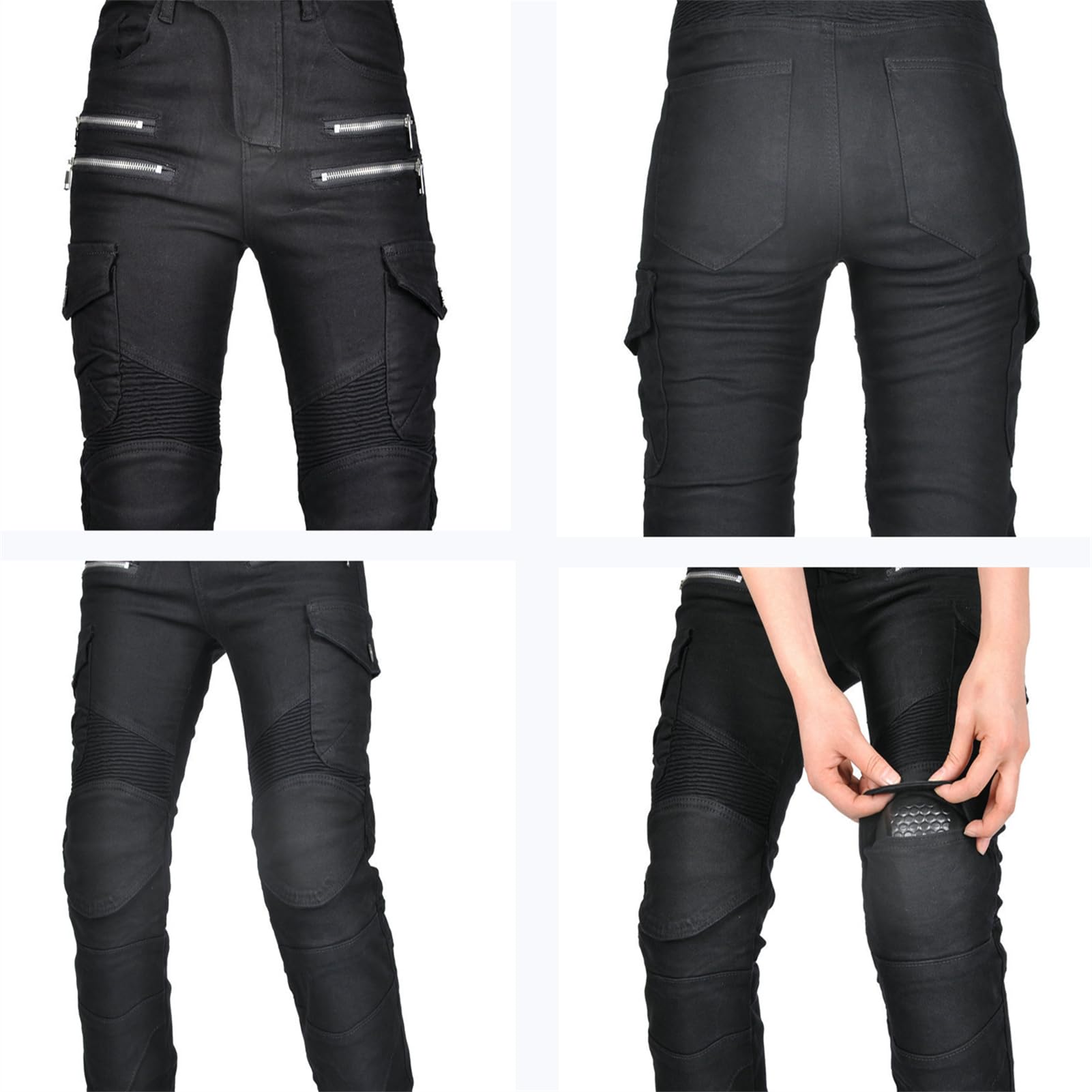 Damen Slim Fit Motorrad Jeans Mit Protektoren Knie Und Hüftprotektoren Stretch Slim Fit Denim Motorradhose Cargo Motorradjeans Schutzhose Biker Pants