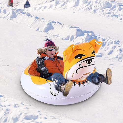 Miniatura 2 de WateBom Tubo de nieve, trineo de nieve inflable para niños o adultos, juguetes de nieve resistentes de 48 pulgadas con dos asas y respaldo cómodo