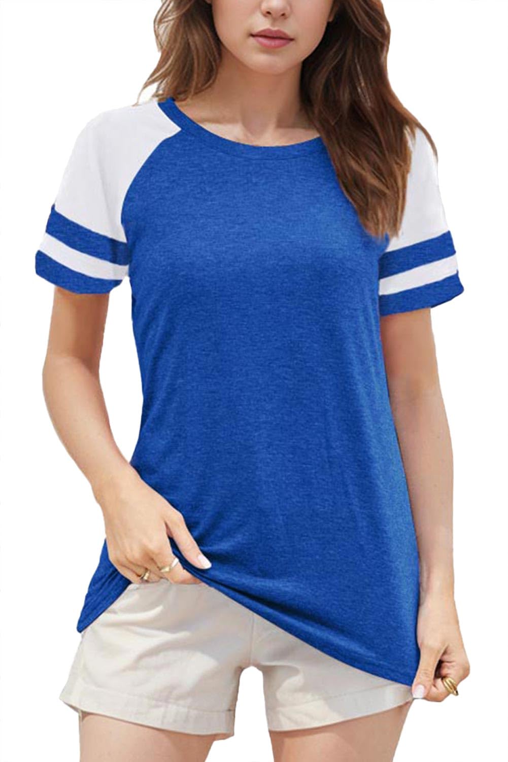 WielssccaT Shirts for Women Summer Tee Shirt Tunic Tops Casual Short Sleeve Crew Neck Tshirts Loose Fit