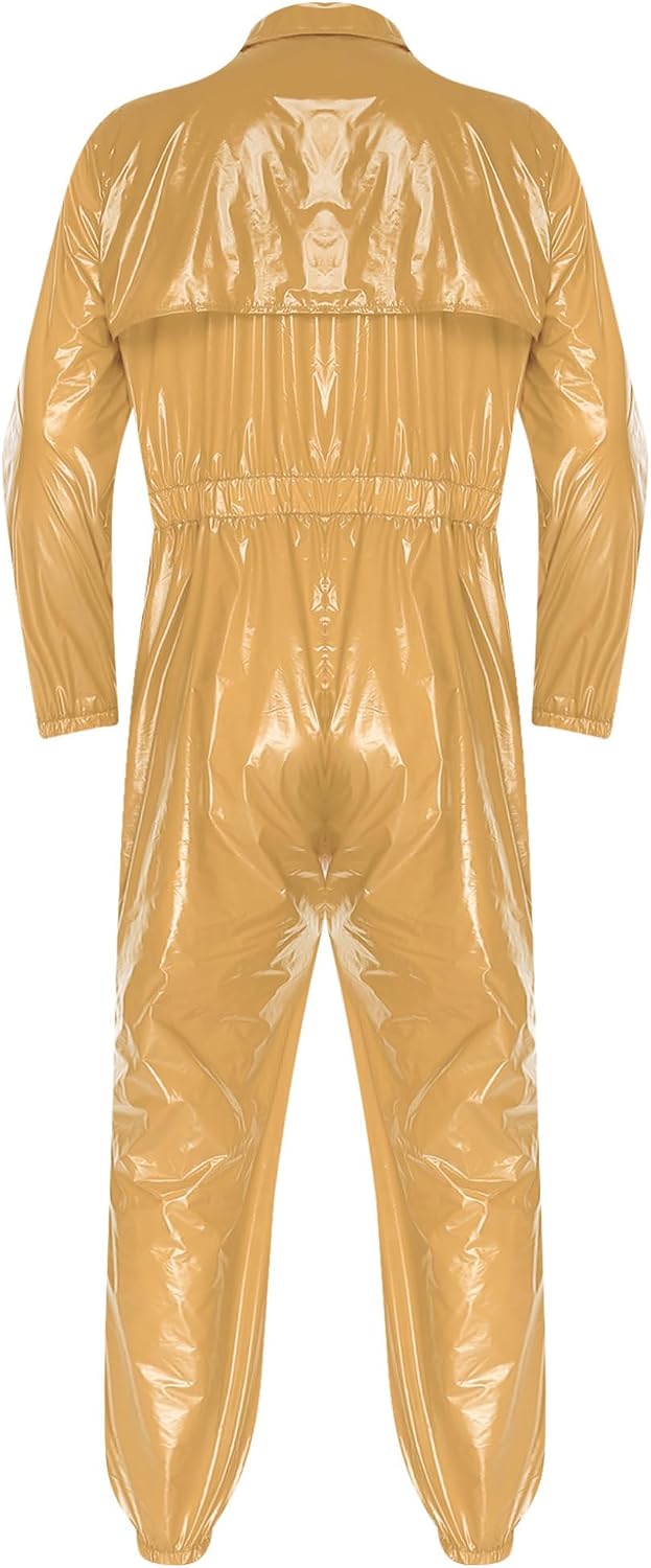 Adult Men Unisex Turn-down Collar Long Sleeve Work Jumpsuit Waterproof Uniform Coveralls