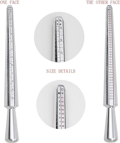 Miniatura 3 de HEYMOUS Juego de medidores de anillo de metal con joyería de goma martillo de mazo, herramientas de medición de tamaño, calibre de dedo, herramienta