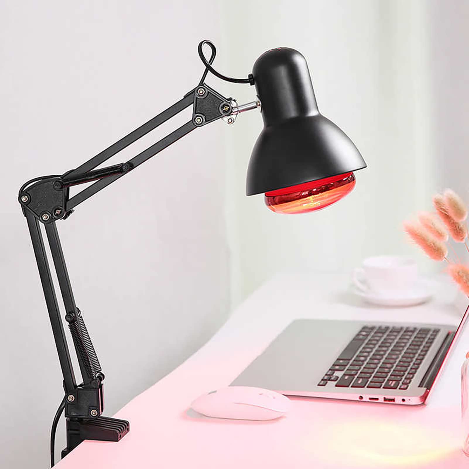 Lámpara de Terapia de Calor para masajes, lámpara de Fisioterapia con Abrazadera de Escritorio para aliviar el Dolor Muscular, para la recuperación Muscular, aliviar el Dolor, Promover la circulació