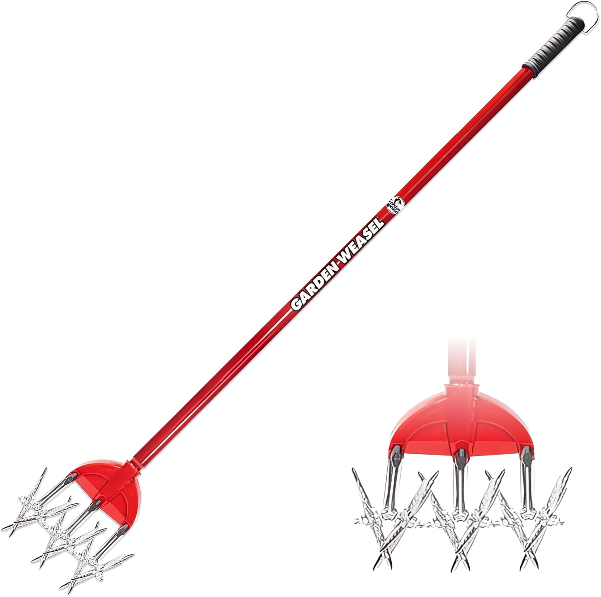 Rotary Cultivator with Detachable Tines - Long Handle | Aerate, Weed, Cultivate, Plant, Reseed | Lawn Reseeding Garden Tool, Garden Soil Loosener | 90206