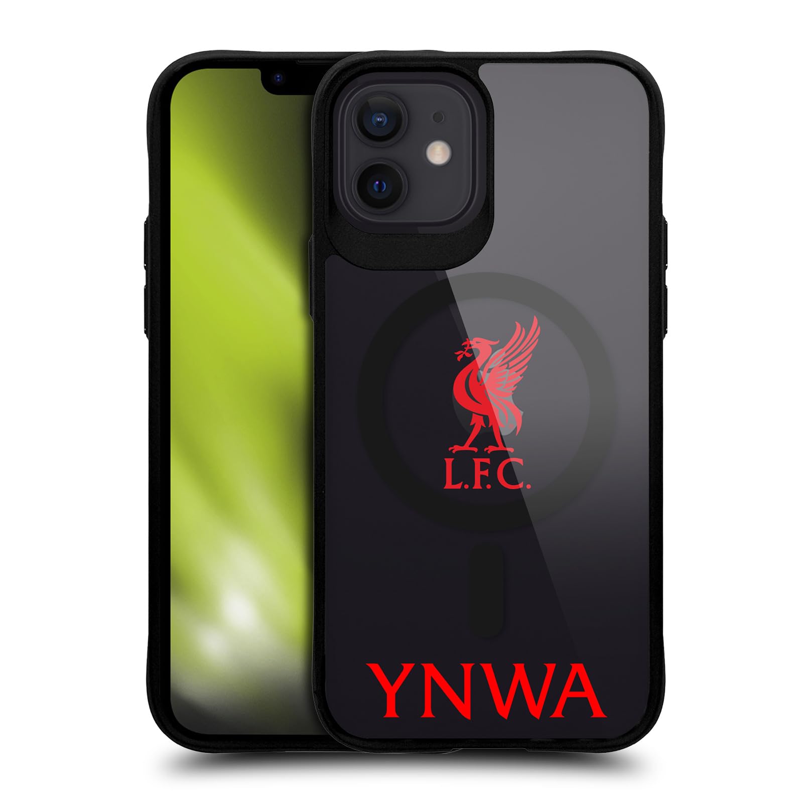 Liverpool FC LFC Liverbird YNWA Logo Icon Black Shockproof Bumper Case [Military Grade Protection] Compatible with Apple iPhone 12 / iPhone 12 Pro and Compatible with MagSafe