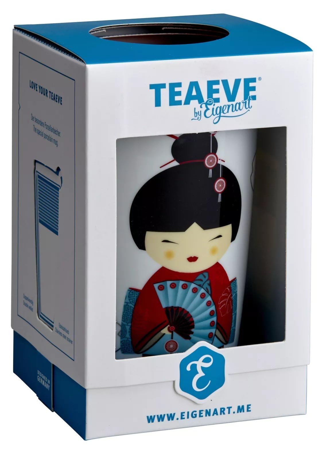 Teaeve ® tasse à thé avec passoire et couvercle, "red" little geisha, f