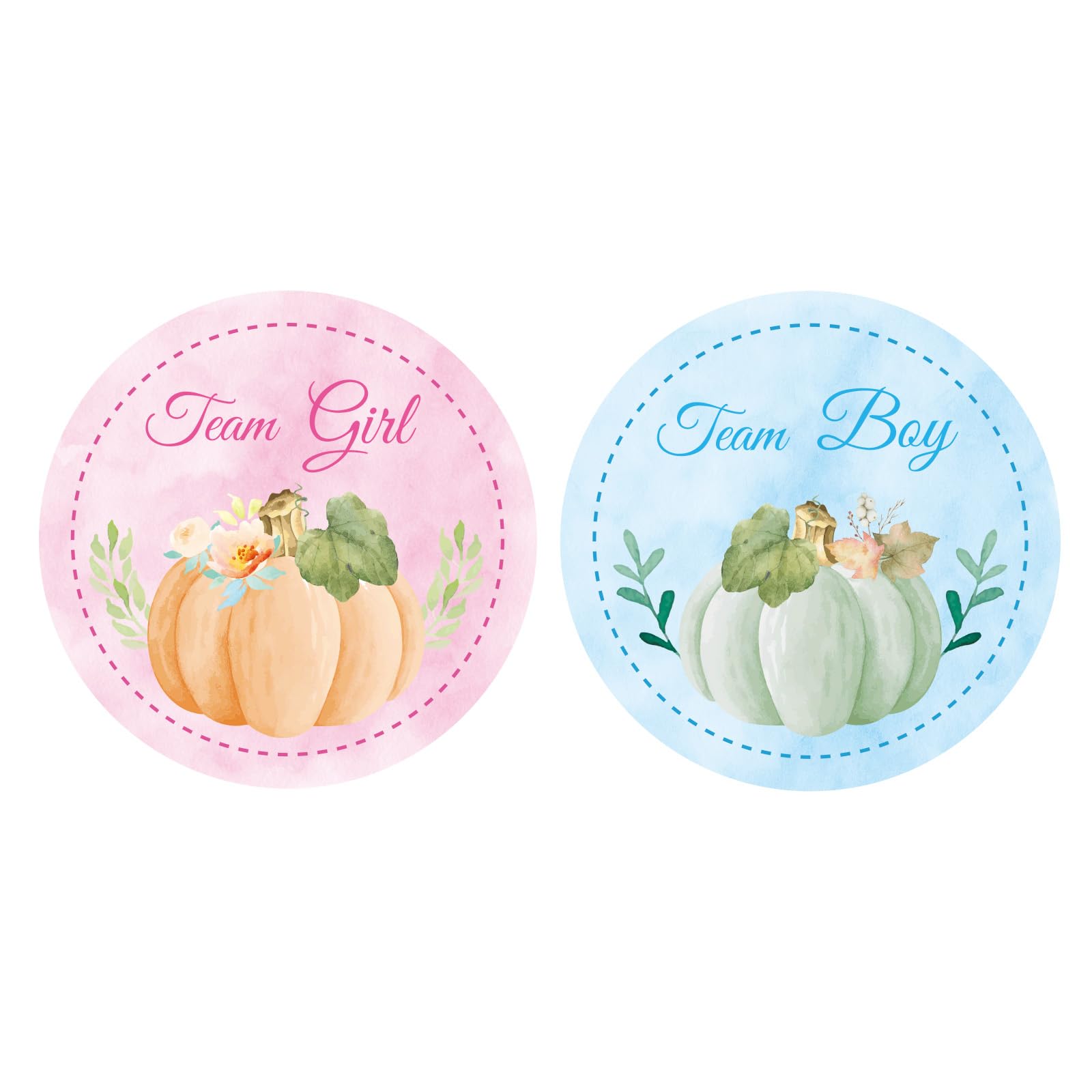 72pcs Pumpkin Gender Reveal Stickers, 2in Team Boy & Team Girl Fall Decorations for Gender Reveal Party Thanksgiving & Autumn Baby Shower (Style 1)