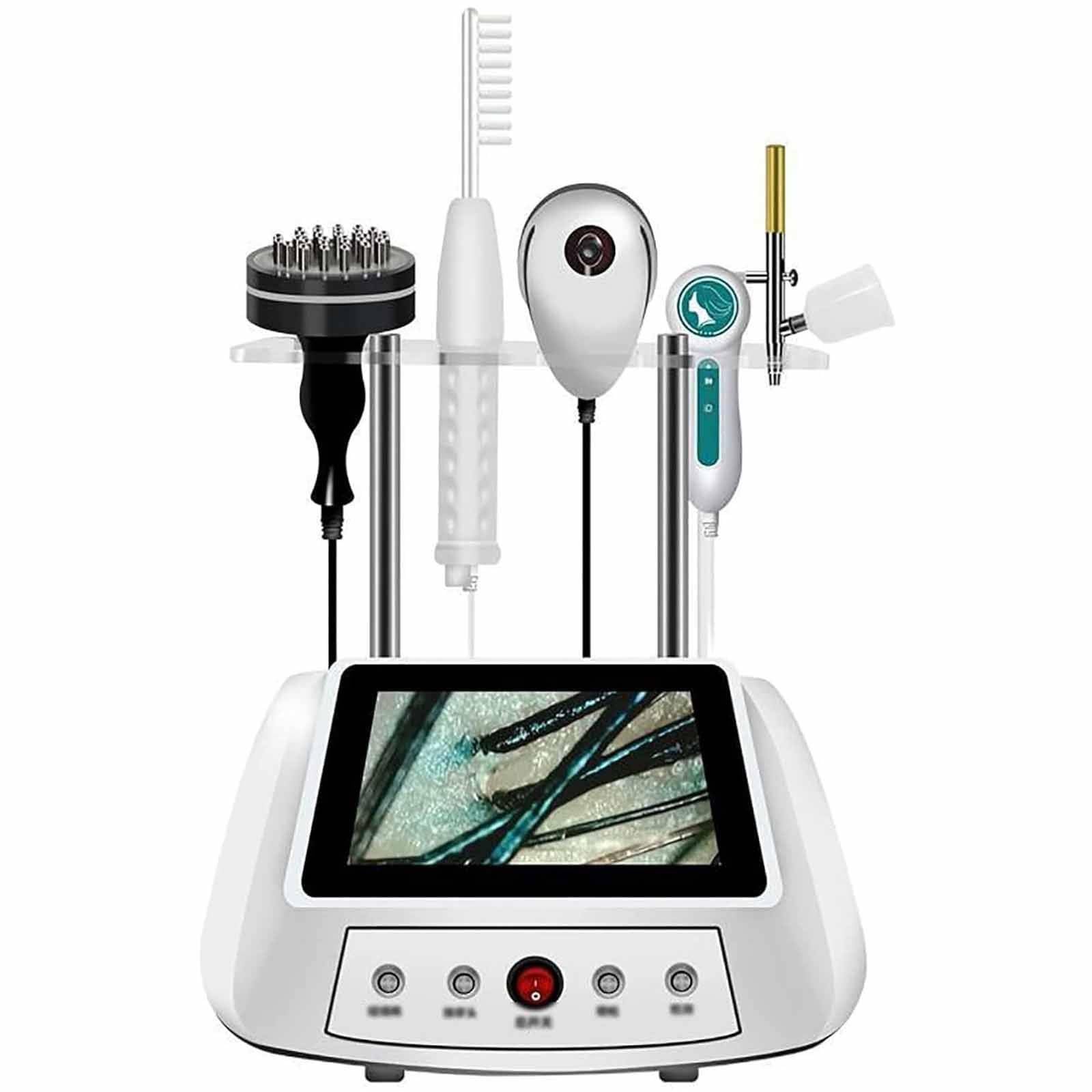 5-in-1-Haarfollikel-Analysegerät, 8 Zoll HD LCD Bildschirm Mikroskop Tester 5 Diagnose-Haarwerkzeuge, Mit Massagefunktion, Für Kopfprobleme Wie Fettiges Haar, Juckende Kopfhaut