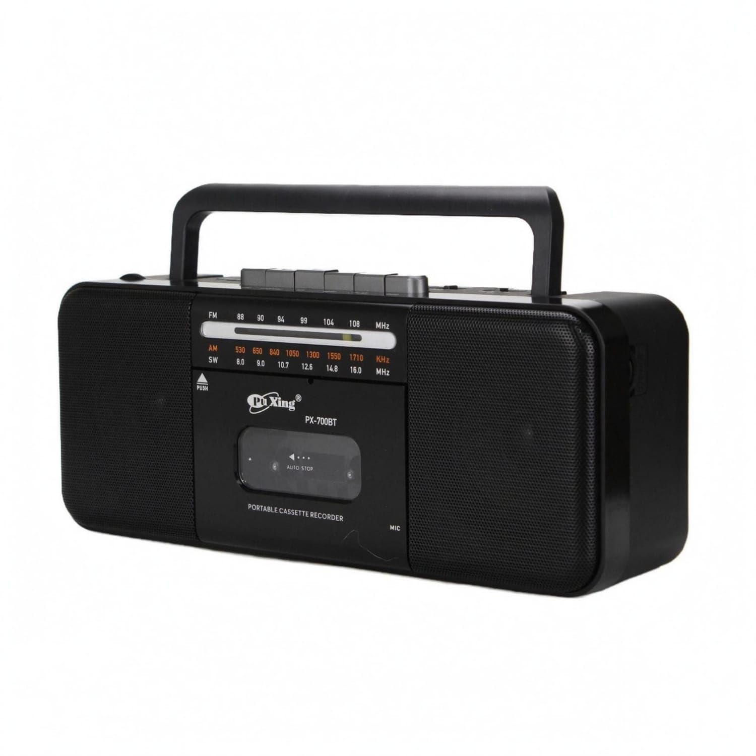 Built-in Speakers Radio Cassette Player Integrated Carry Handle Cassette Radio Combo Headphone Connector Portable Boombox, Black, EU Plug-image-39
