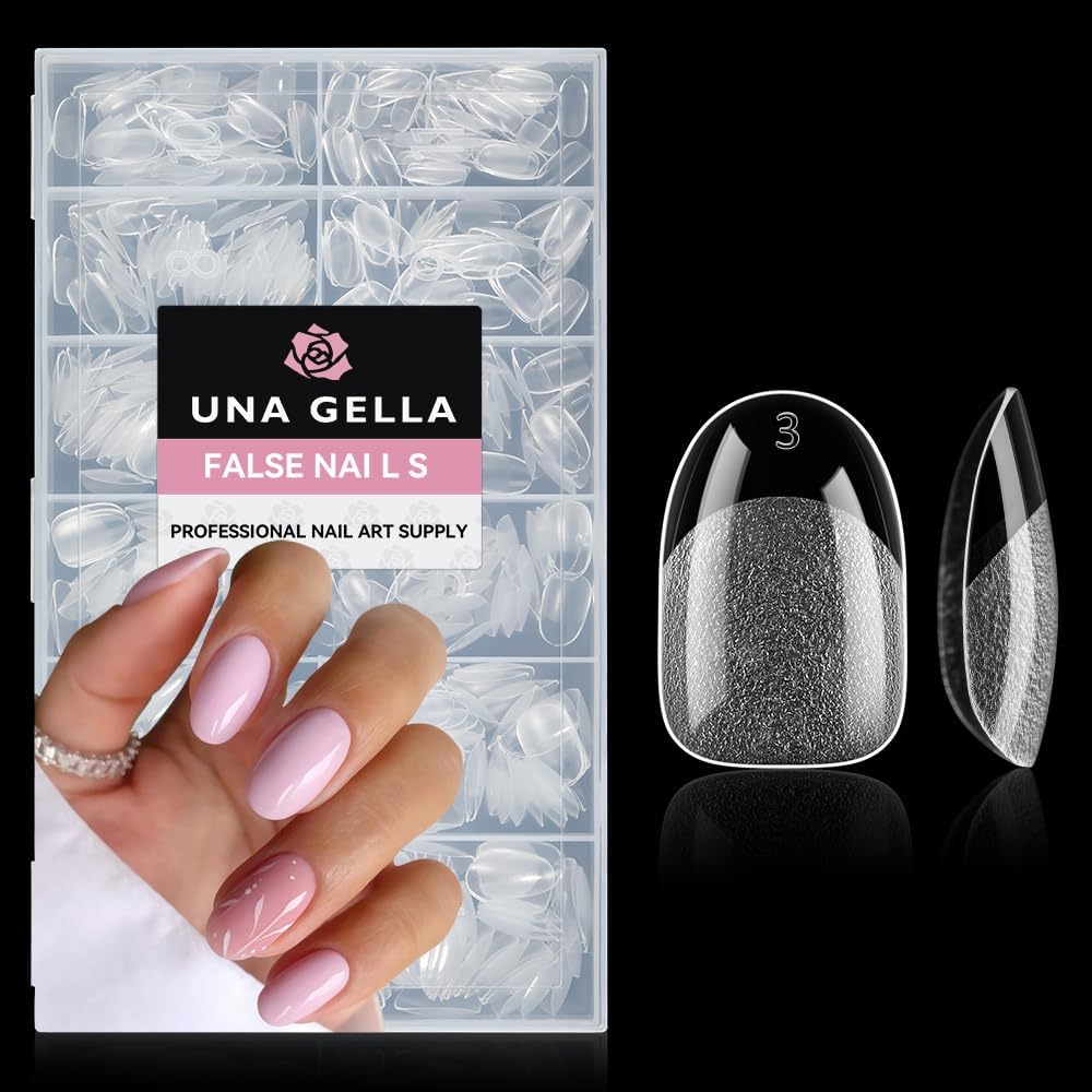 UNA GELLA Kurze Ovale Nageltips für Gelnägel, 504 Stück 12 Größen Press on Nails Halb Matt Kurze Oval Nagelspitzen Nägel zum aufkleben, Einfache Nagelverlängerung für Ovale Künstliche Acryl Nägel