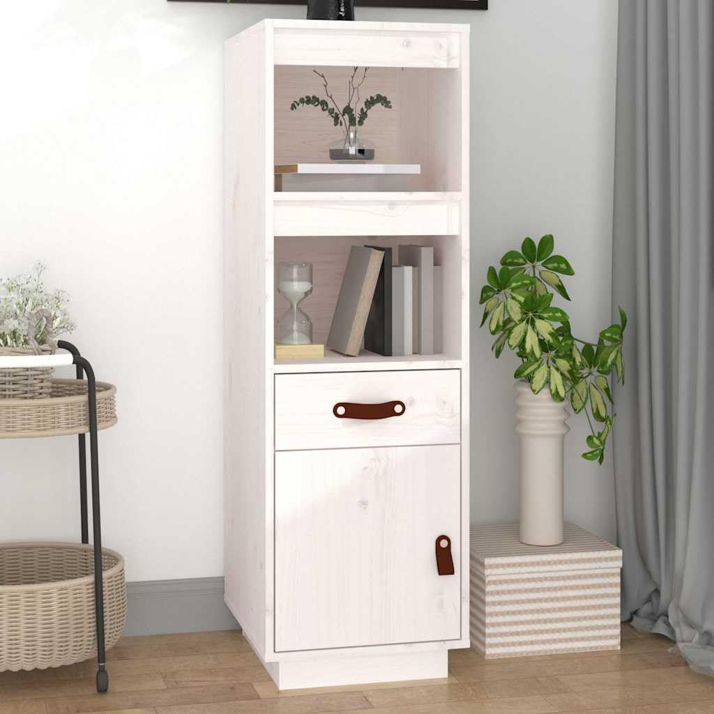 Scaffale alto bianco, 34 x 40 x 108,5 cm, in legno massello di
