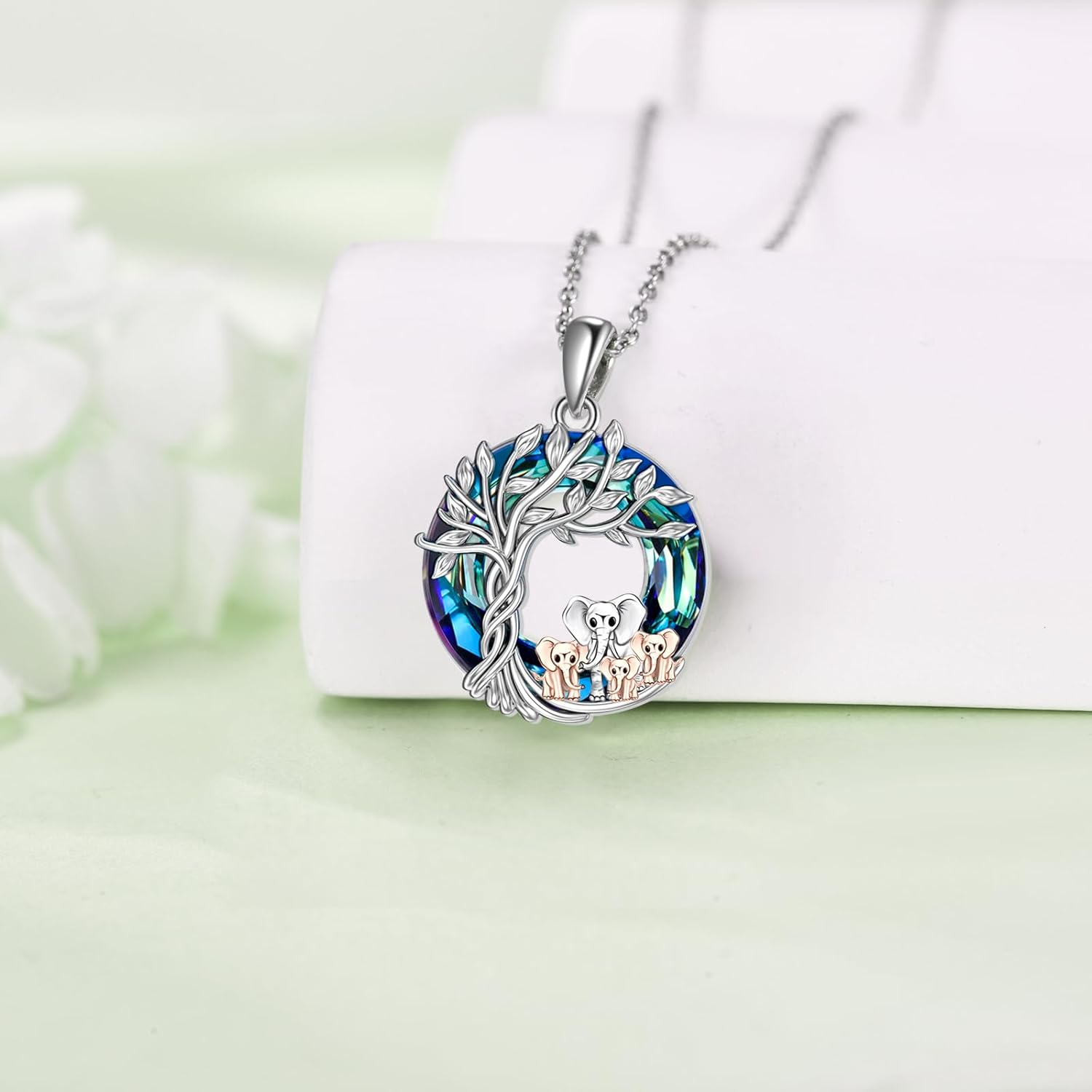 TOUPOP Elephant Necklace 925 Sterling Silver Crystal Elephant Family Pendant Necklace Birthday Christmas Gifts for Women - Image 4