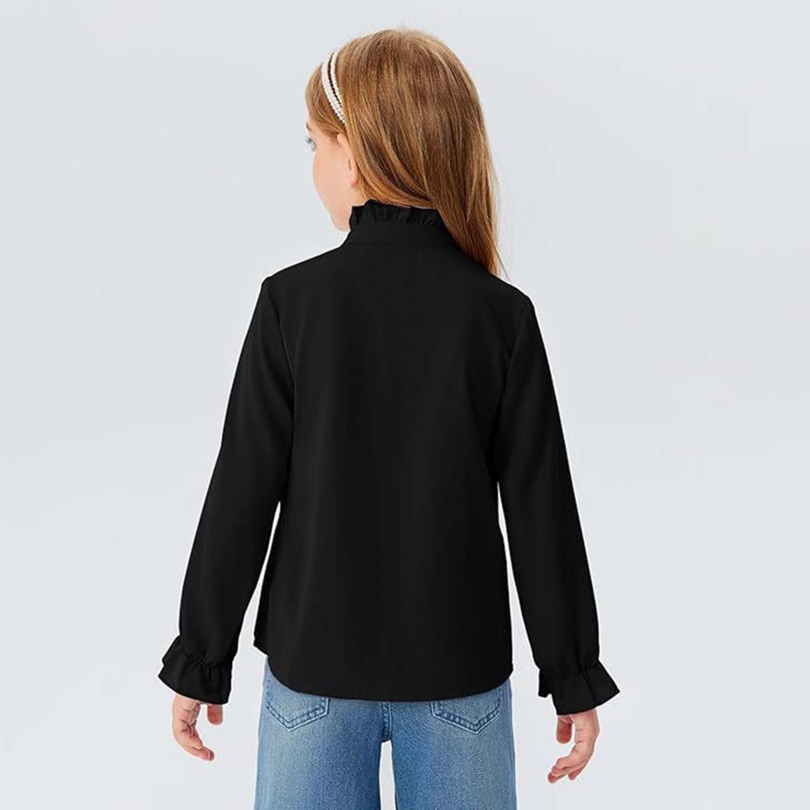 Camicia a maniche lunghe per ragazze per bambini con bottoni e colletto a volant camicie per bambini casual scuola formale camicia principessa morbida camicetta top