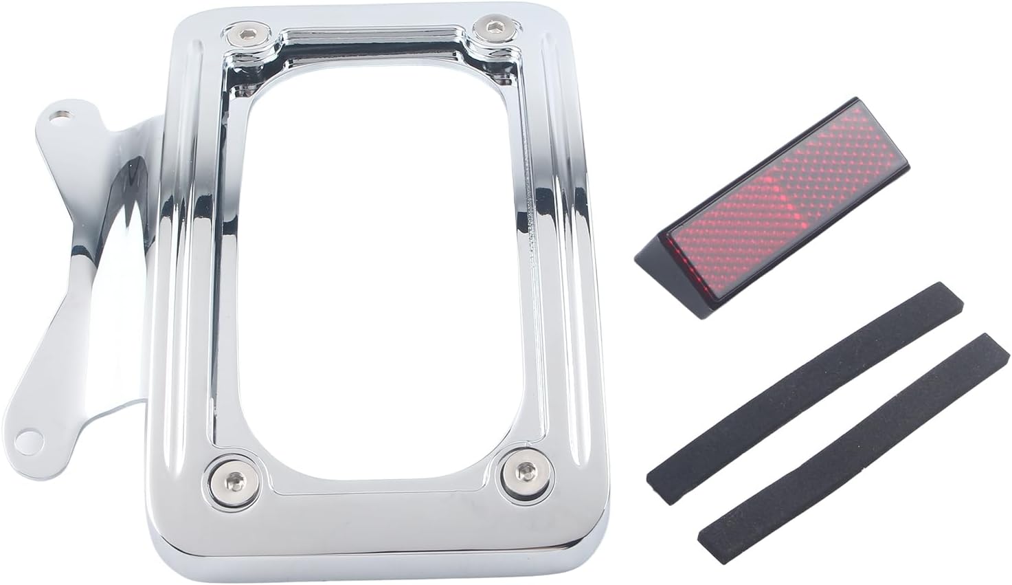 Chrome Rear Fender Curved License Plate Frame Bracket w/Light Compatible with Harley Road Glide Street Glide Special FLHX FLTRX FLTRXS FLHXS