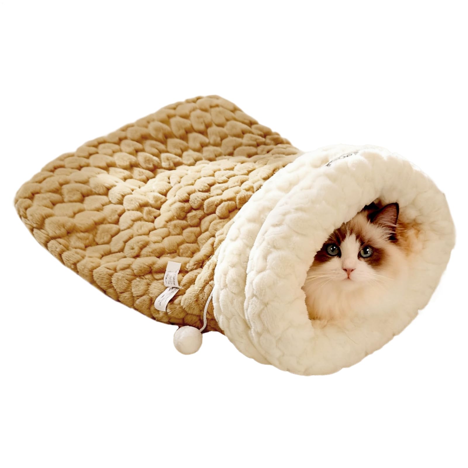 Sac de couchage en peluche pour chat et petit chien au tissu auto-chauffant