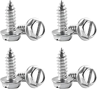 YALOK Anti Theft License Plate Screws Kits 8Sets Rustproof Stainless Steel Car Tag Plate Mounting Hardware,M6 (1/4") Tamper Proof Fastener Nut,Caps Cover for Front Rear Frame Holder (Slotted-Silver/8)