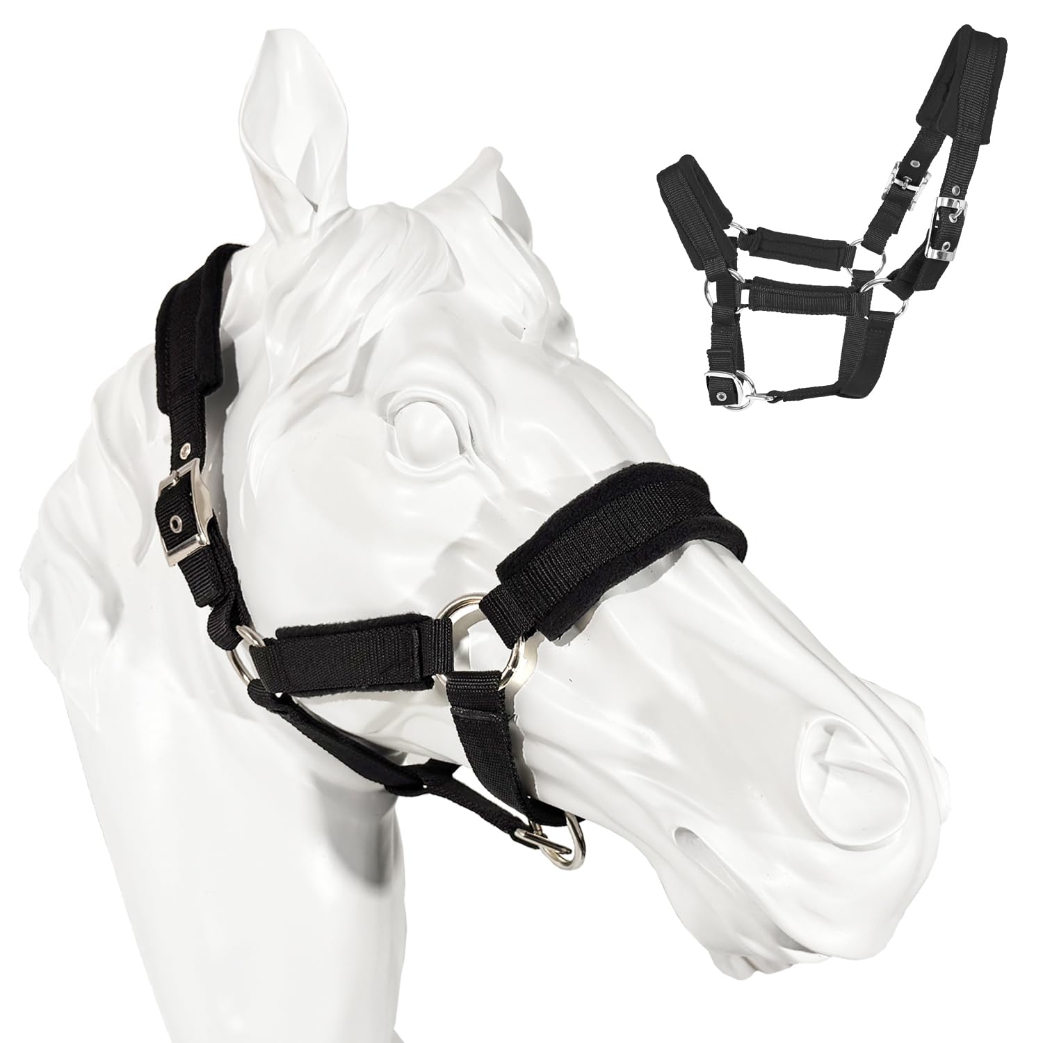 perixir Cabestro ajustable para caballo con forro polar, cabestro separable con accesorios antimanchas, cabestros ecuestres para montar a caballo
