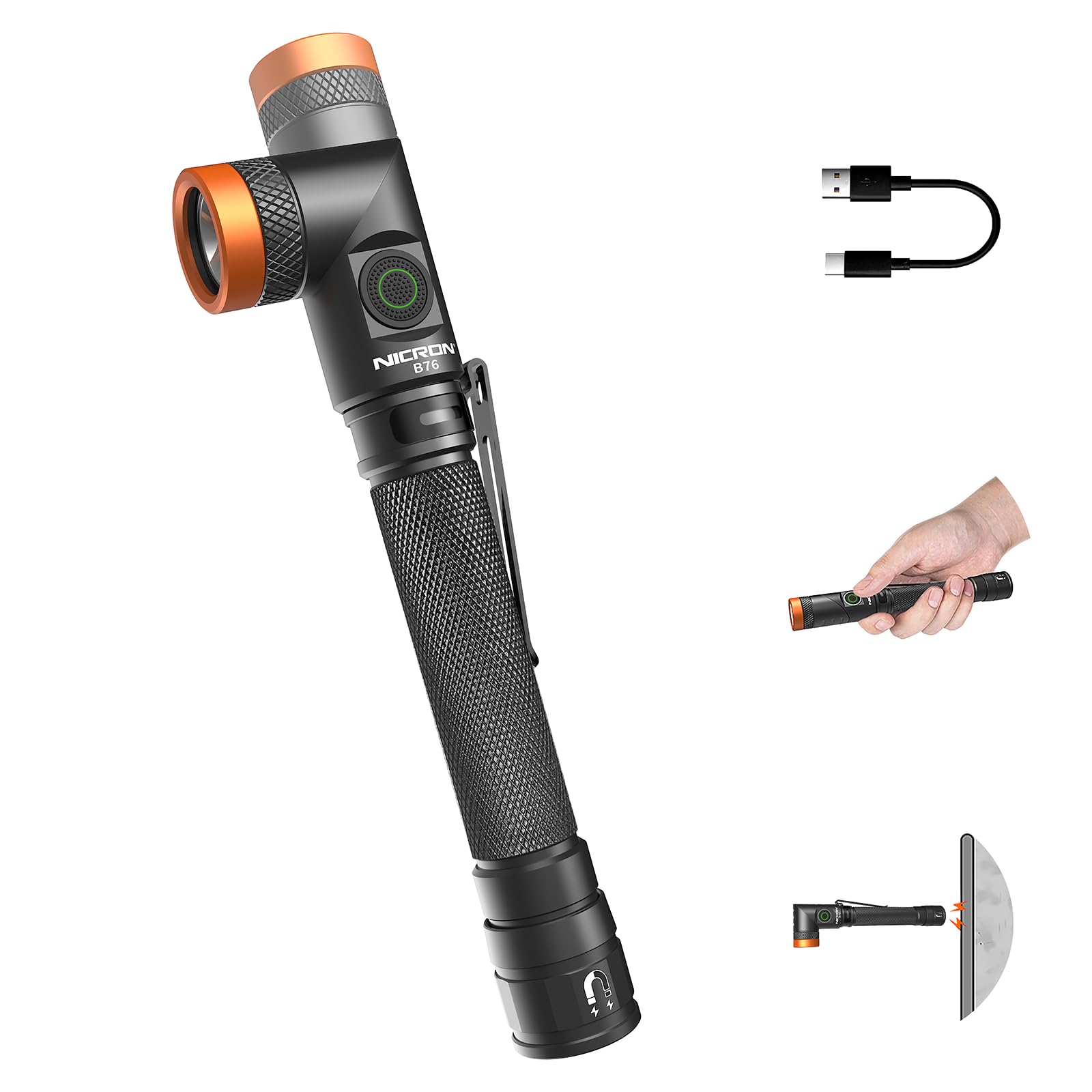 Amazon.com: NICRON B76 2AA Penlight Flashlight Rechargeable, 1000