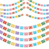 12 Packs Mexican Banners 264 Ft Papel Picado Banner, Large Plastic Mexican Fiesta Banners Cinco de Mayo Party Fiesta Decorations Mexican Themed Birthday Party Supplies 12 Patterns with String
