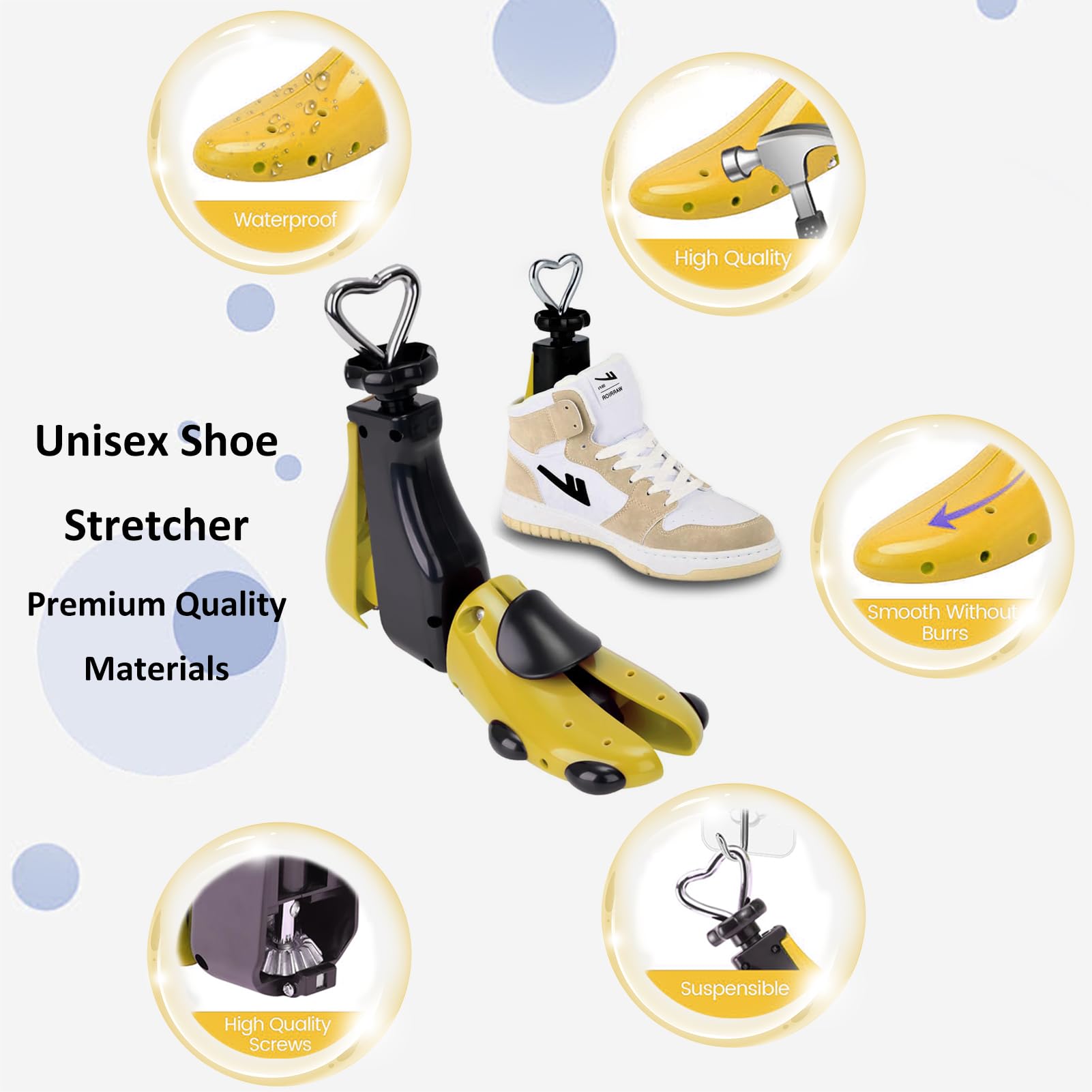 Schuhspanner, breite Füße für Herren und Damen, professioneller Schuhspanner, verstellbare Länge und Breite (Herren 42-47 / Damen 42-42, Gelb), Gelb-L (für Herren 36-48, Damen 42-42), For Women
