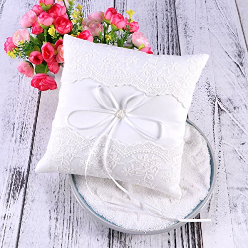 TOYMYTOY Wedding Ring Pillow,Bridal Wedding Ring Cushion for Wedding Decoration,20x20cm