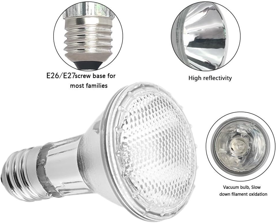 Par20 Bulbs, 2 Pcs 120V Par20 Flood Light Bulbs, E26 Medium Base Long Lasting Life High Output Reflector Flood Lights for Recessed Lighting & Hood Range Light Bulbs-Warm Light (50W)
