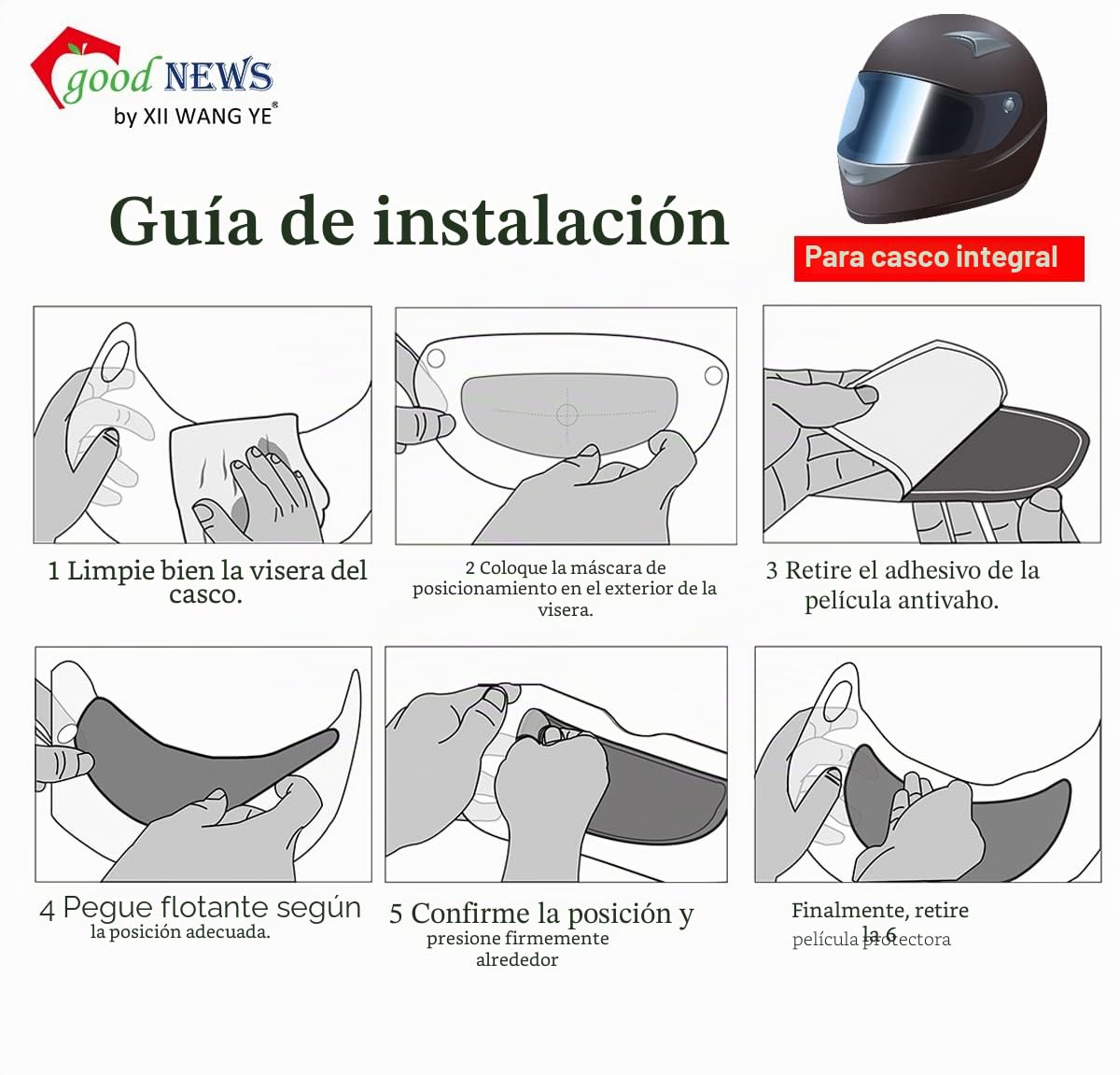 XII WY Protector Universal para Casco de Motocicleta Película antivaho, Inserto de Lente de Visera Amarilla Resistente a la Niebla 9.5cm X 25cm