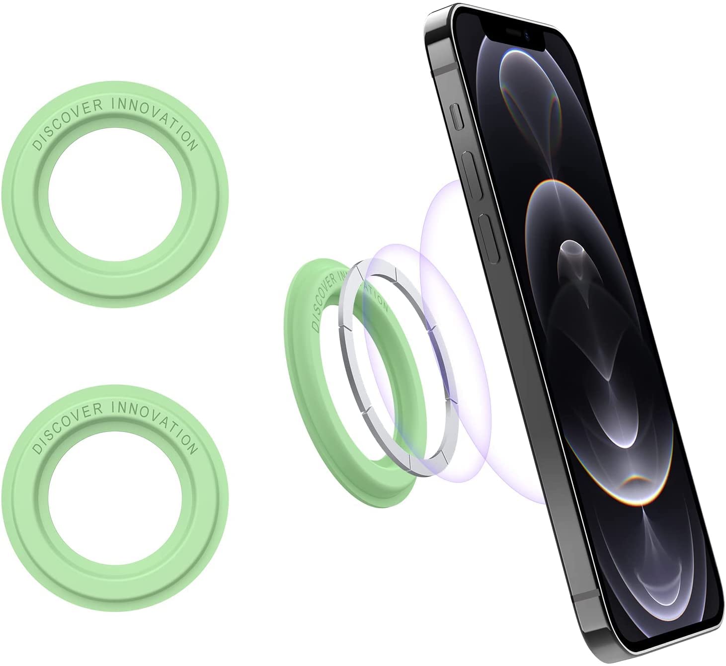 Nillkin 2 pcs SnapHold Magnetic Sticker for Apple iPhones with Magsafe Only PU Material Strong Adhesion Media View or Office Use Green Color X 2