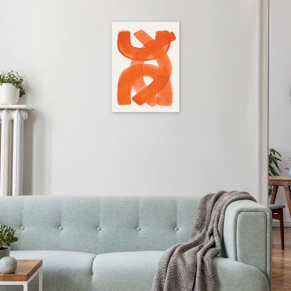Fine Art Canvas Orange Brush Strokes Canvas Wall Decor by Artist Ejaaz Haniff for Living Room, Bedroom, Bathroom, Kitchen, Office, Bar, Dining & Guest Room - Ready to Hang - 15 in x 20 in