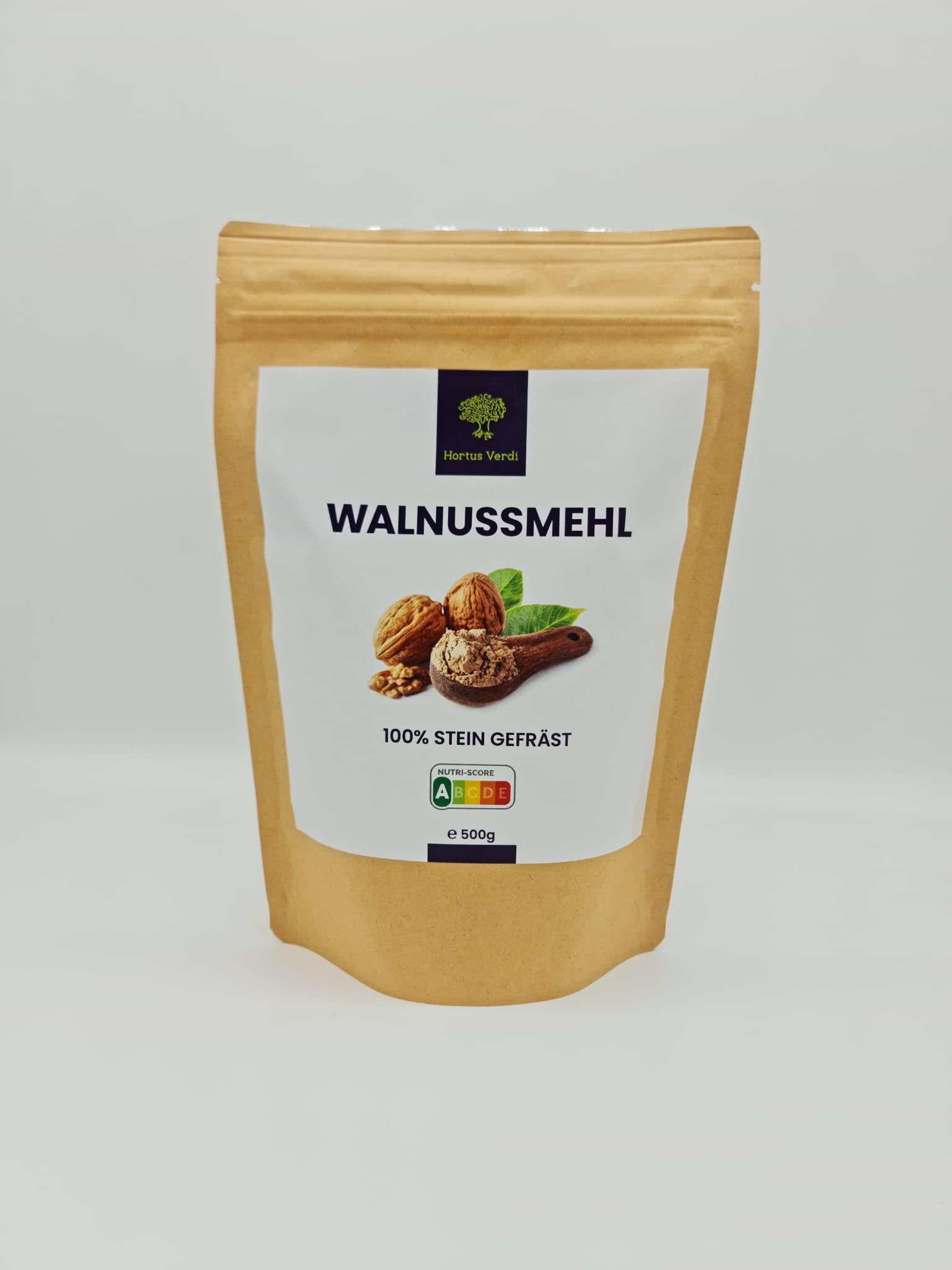 Harina de nueces, 500 g, fibra alimenticia de Hortus Verdi, sin gluten, harina de nueces, 100% natural, vegana, rica en proteínas