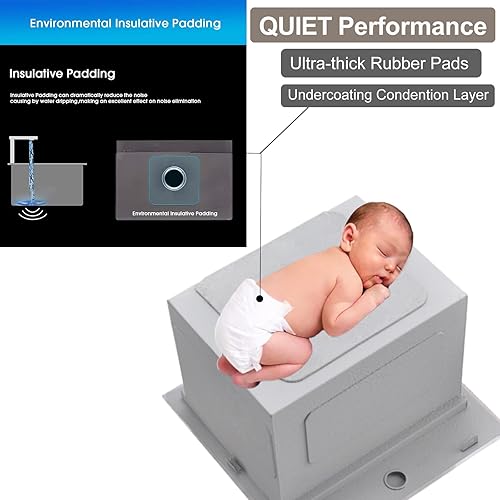 Vista 74 de Fregadero de cocina negro de 21 x 20 pulgadas, fregadero de barra descendente, fregaderos cuadrados de acero inoxidable para estación de trabajo