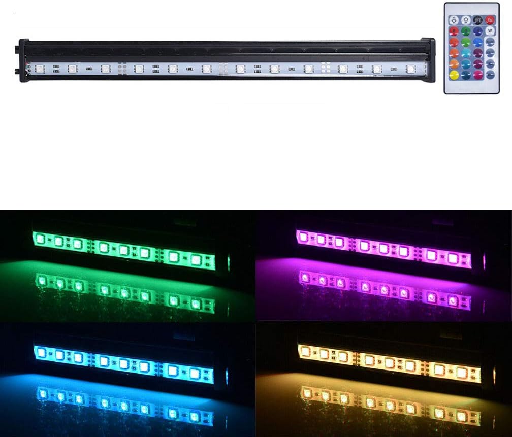 labworkauto LED Aquarium Light Underwater Fish Tank Light Submersible Color Remote Control Air Bubble Light (11.8 Inch)