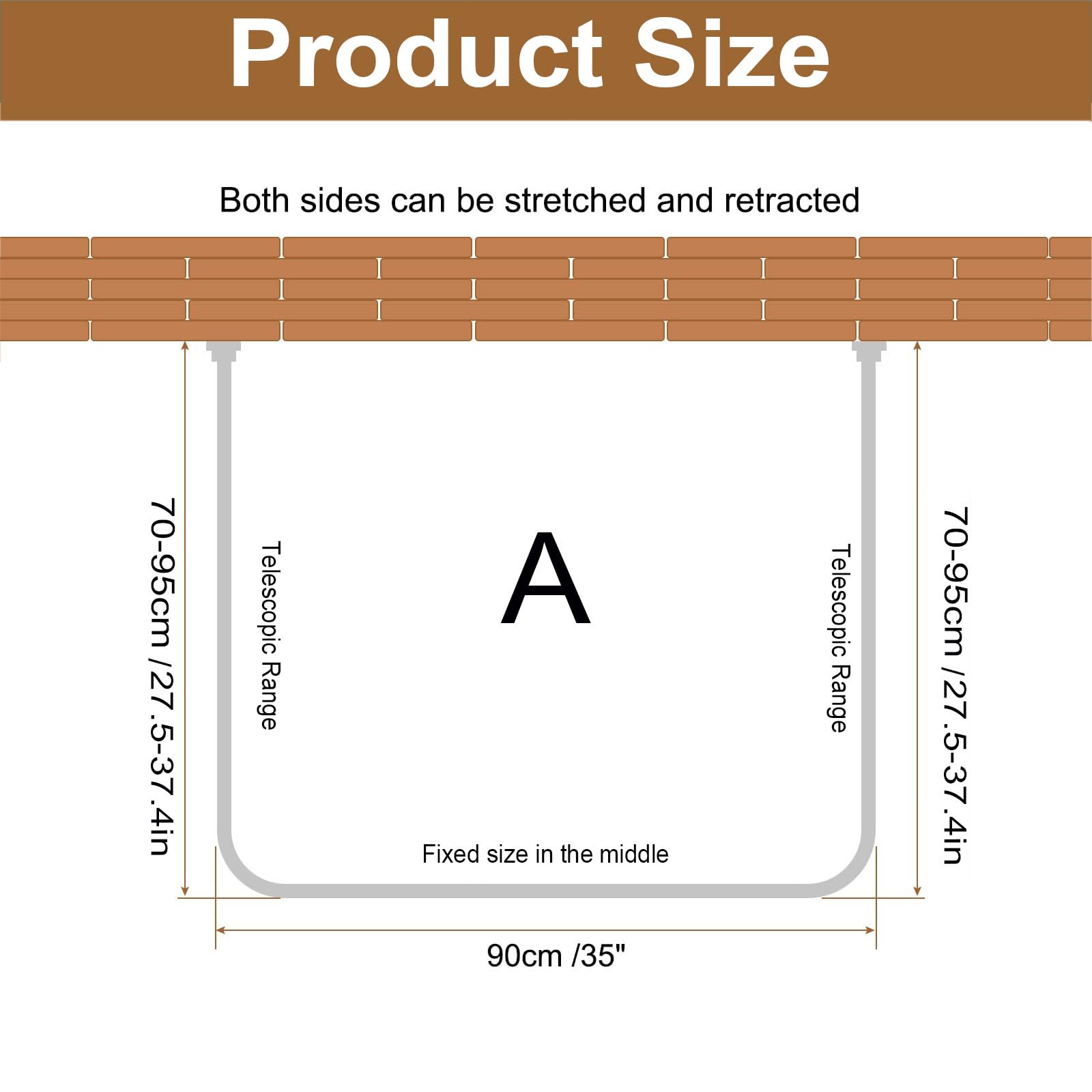 Asta Tenda Doccia Per Vasca Da Bagno Senza Forare, Bastone Per Tenda Da Doccia A U Regolabile In Acciaio Inox, Bastone Doccia Angolare, Per Bagno Camerin(Size:A 70-95cm * 90cm * 70-95cm,Color:Argento)