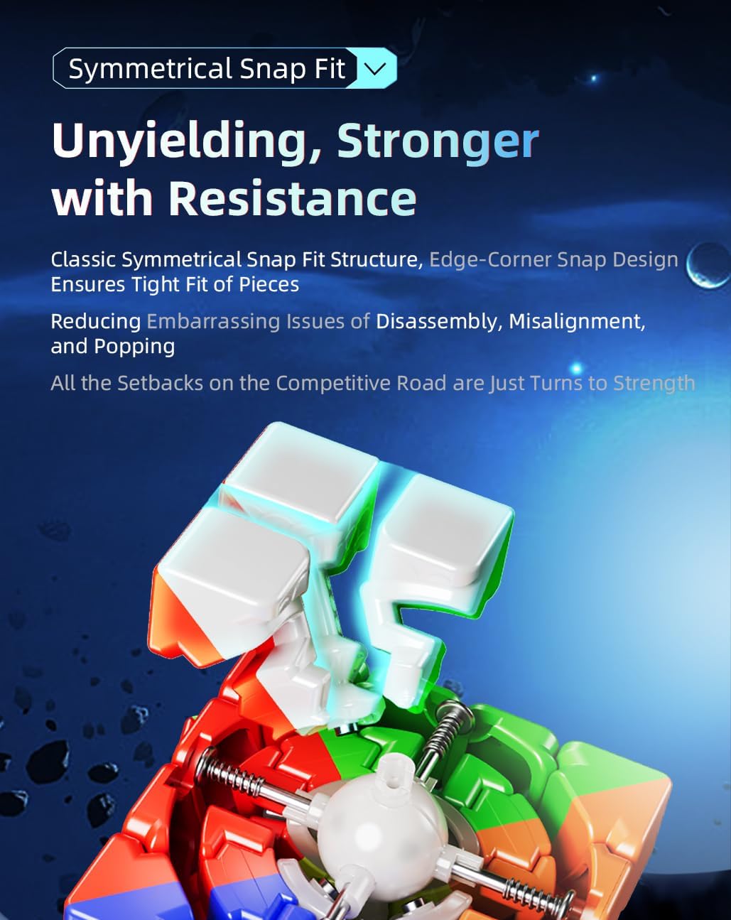 CuberShop Moyu Aosu WRM V7 Triple Track 4x4 Magnetic Flagship Stickerless UV Coated Speed Cube, Ball Core 4 by 4 58mm, 160 Magnets, Upgraded 3-Track Premium (aosu WRM v7-Magic Cloth)