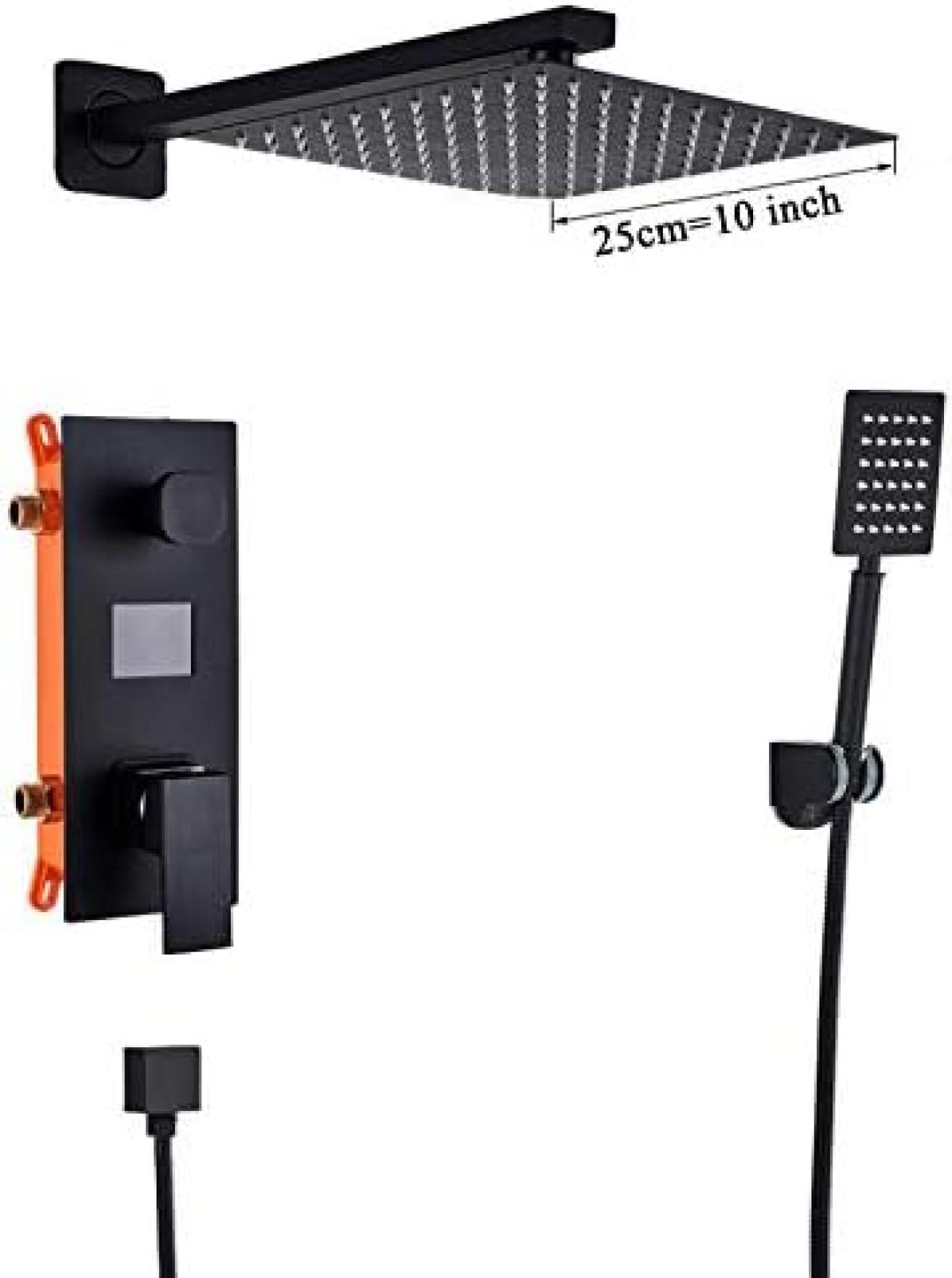 Doccia da Bagno 2 funzioni Rubinetti per Doccia digitali Neri Set Soffione Doccia a Pioggia Miscelatore con Display Digitale a 2 Vie Miscelatore per Doccia-8 Pollici,8 Pollici