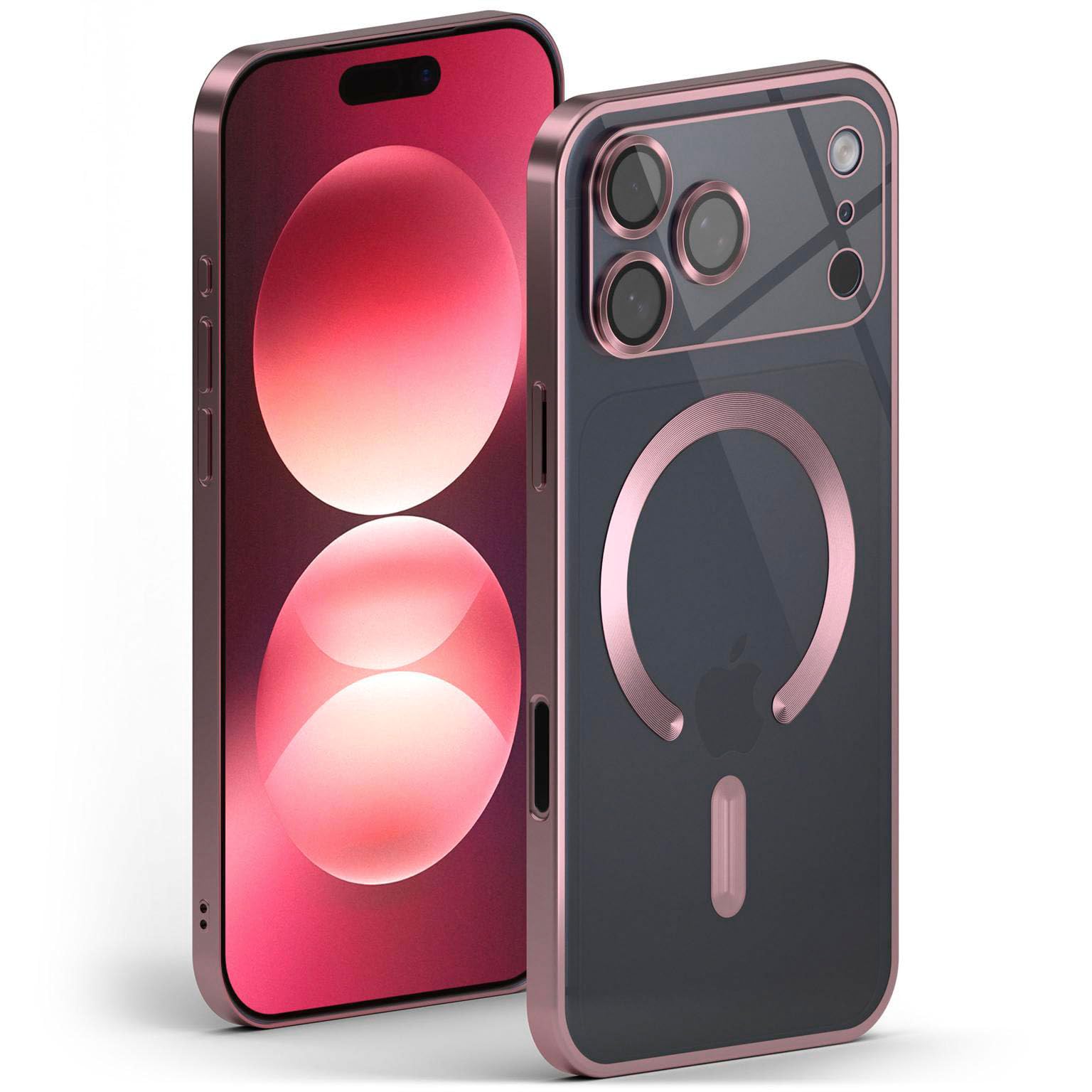 Coque iPhone 17 Pro Max ONEFLOW Aura rose en silicone transparent compatible MagSafe - 8