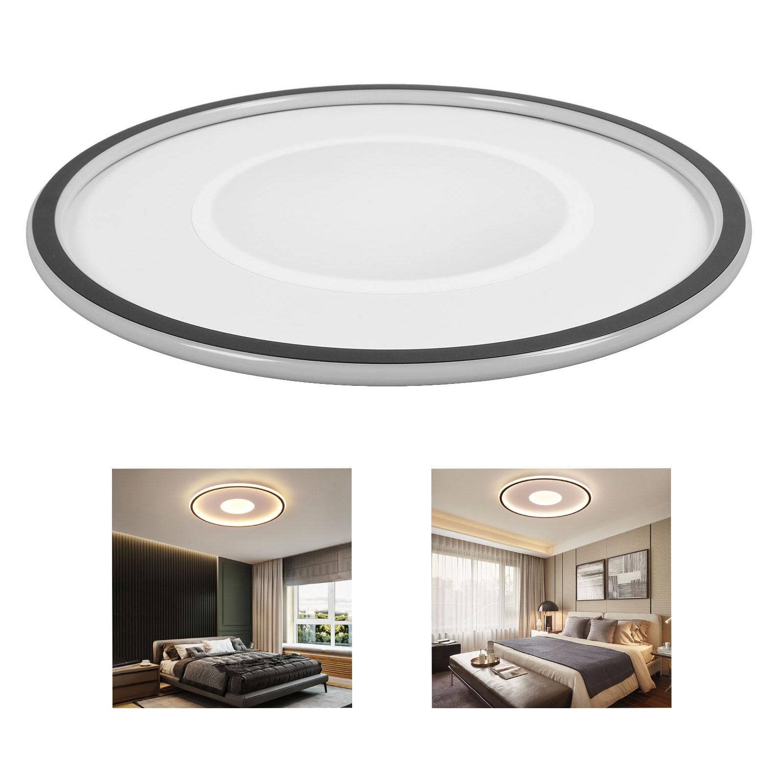 Generic Oprawa Oświetleniowa Sufitowa do Montażu Podtynkowego Sufitowa 110-265 V Energooszczędna LED Okrągła Metalowa Podstawa do Sypialni (czarna ramka)
