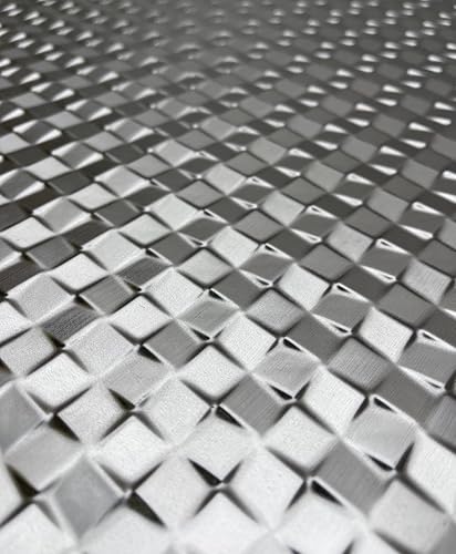 Miniatura 7 de Retro-Art 703529 - Paneles de pared 3D para cocina, paquete de 6, formas geométricas cuadradas en bronce plateado cobre, PVC, 24.5 x 18.5 pulgadas,