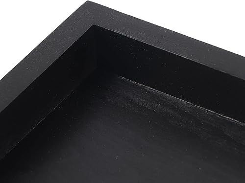 Miniatura 5 de Bandeja de madera negra para servir, pequeñas bandejas rectangulares de madera maciza, antideslizante, para té, aperitivos, desayuno, platos