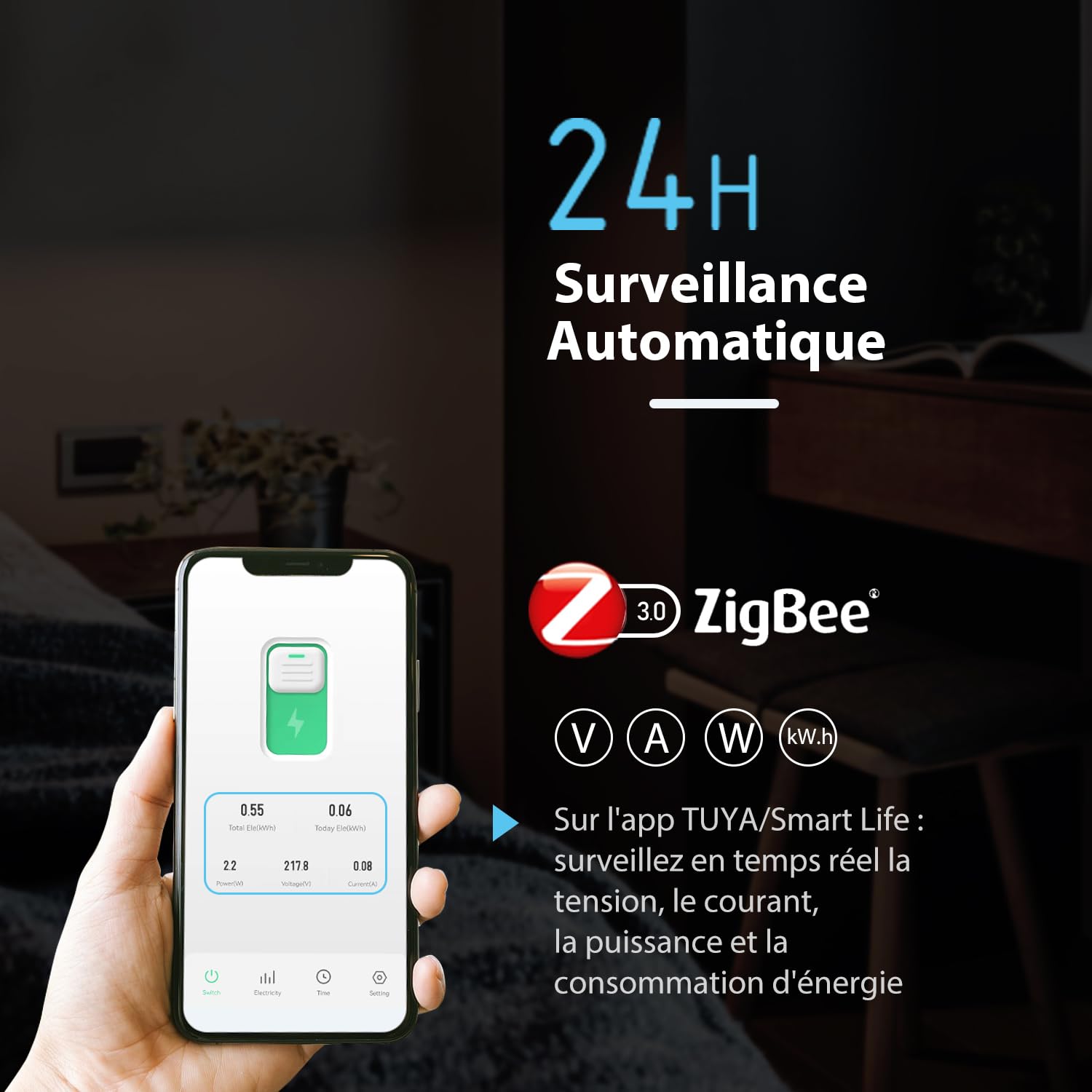 TONGOU Interrupteur Connecté 16A ZigBee Intelligent Compatible Alexa Google Assistant TUYA Smart Life Commutateur