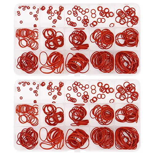 Yuhtech 600 Pcs 15 Tailles Rouge Joints Toriques Universels en Silicone VMQ pour Plomberie, Automobile, Réparation Générale, Mieux Que le Caoutchouc