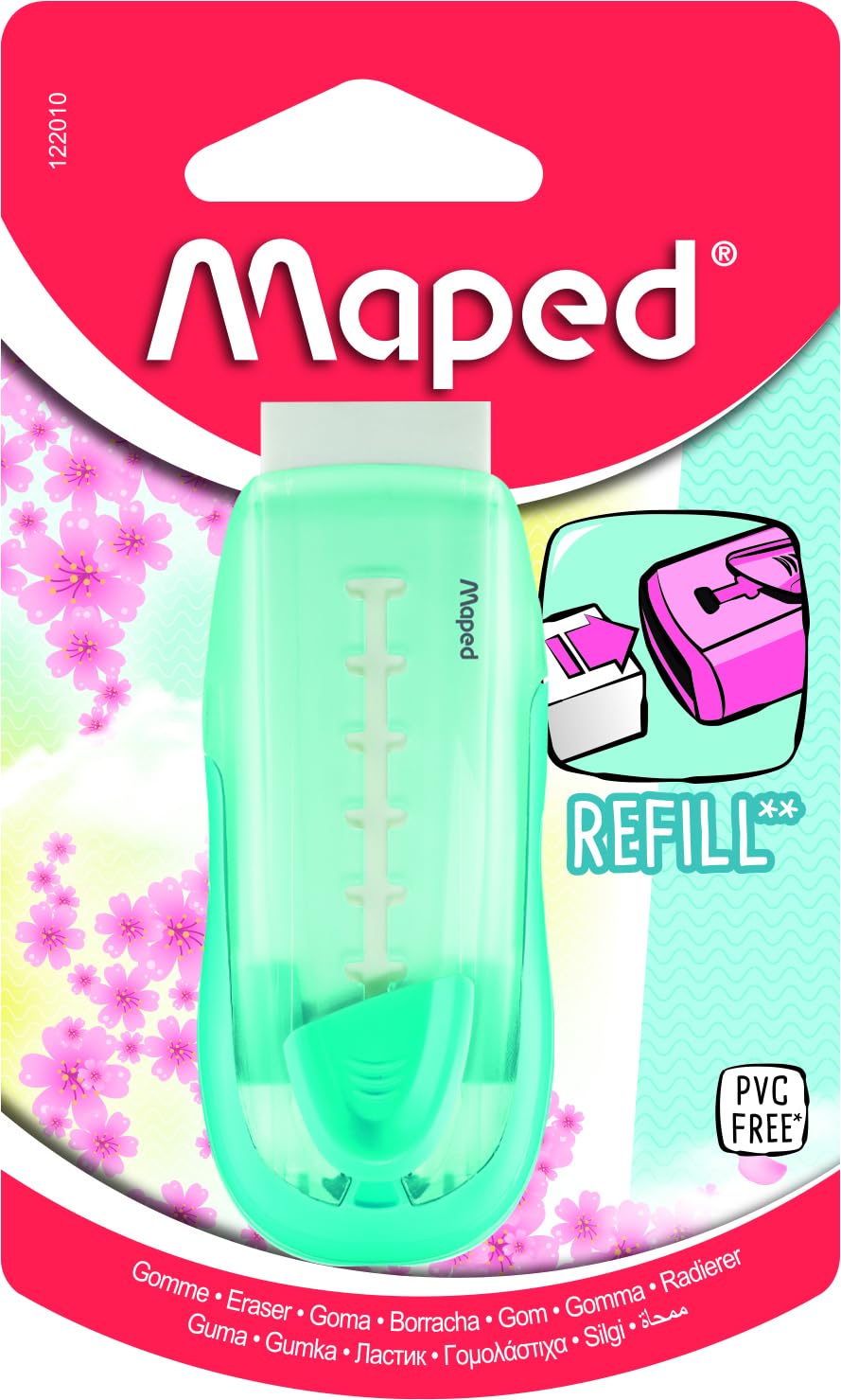Maped PASTEL 122010 Efficient Soft Eraser with Plastic Slip GOM-STICK PASTELL - Rose, Light Blue, Lilac