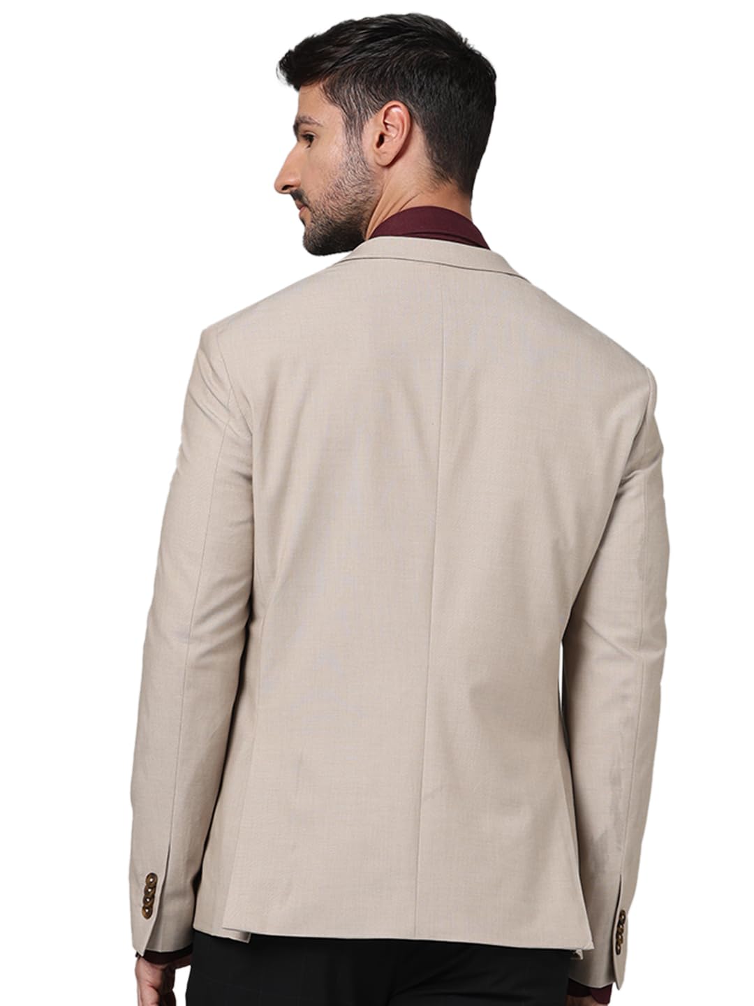 Celio Giacca da uomo beige tinta unita in poliestere slim fit
