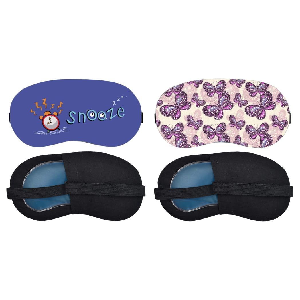 Aoxeria Snooze Alarm, Lavender Butterfly Pattern Sleeping Mask Combo, Soft Comfortable Light-Blocking Eye Cover for Women, Men & Kids, Reusable Blindfold for Night Sleep, Nap, Travel (Pack of 2)-image-34
