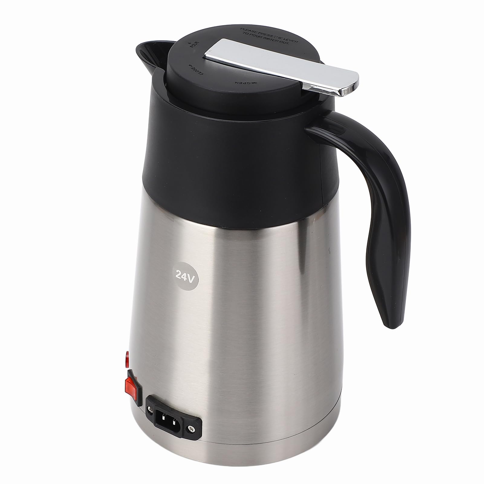 Wasserkocher Für Lkw 24 Volt Acciaio Inossidabile + Pp 24V Wasserkocher Lkw Bottiglia Scaldabagno Portatile da 1300 Ml di Grande capacità per Auto, Camion, Bollitore per Viaggi