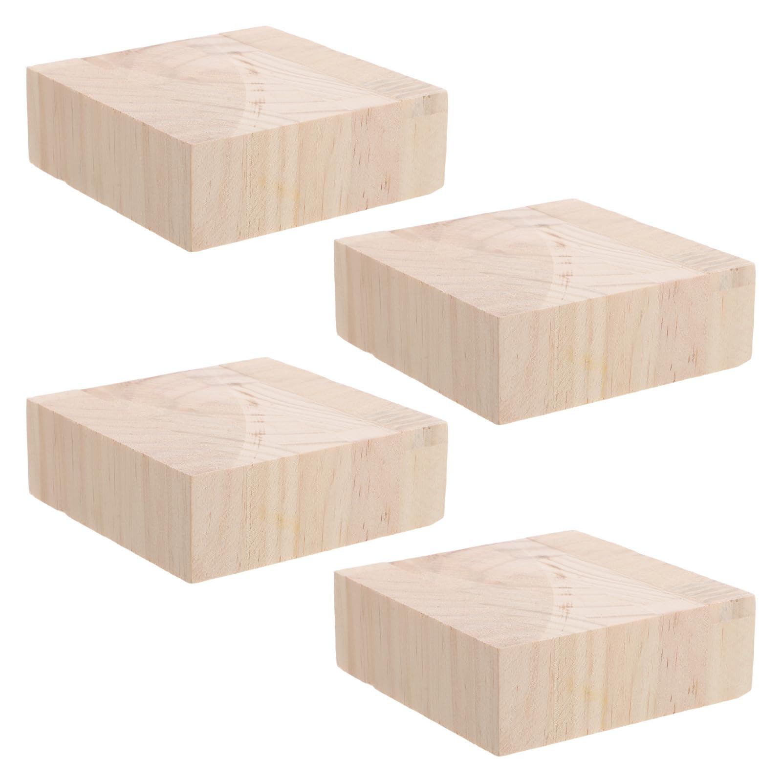 Rehausseurs Carrés en Bois Beige pour Pieds de Meubles - Lot de 4 Élévateurs Robustes